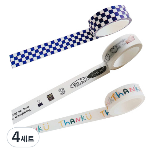 미빌 인별 감성 다꾸 마스킹테이프 3종 세트, A, 4세트
