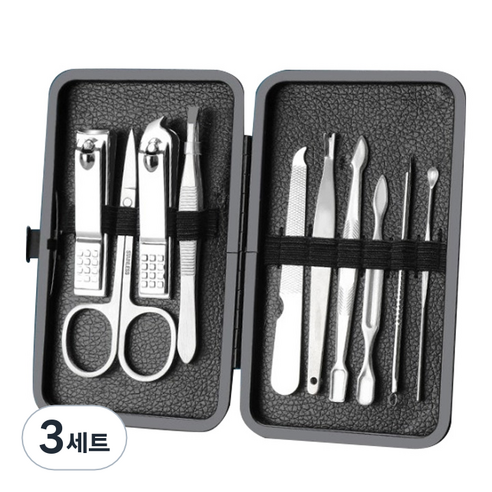 피피홈리빙 스텐 손톱 발톱 네일 도구 10종 세트, 3세트, 실버