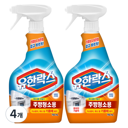 유한락스 주방청소용, 750ml, 4개