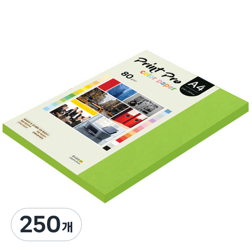 종이문화 프린트 프로 칼라 복사용지 No 10 후레쉬그린 80g, A4, 250개