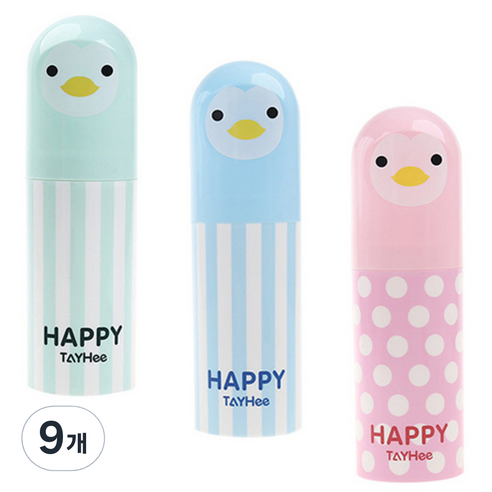 더자카 펭귄 휴대용 칫솔케이스, 랜덤 발송, 9개