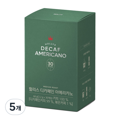 할리스 디카페인 아메리카노, 2.2g, 30개입, 5개