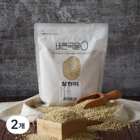 바른곡물 국산 찰현미, 1kg, 2개