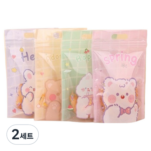 마켓감성 큐티 손잡이 구디백 4종 x 24p + 4p 랜덤발송 세트, 몽실몽실, 2세트