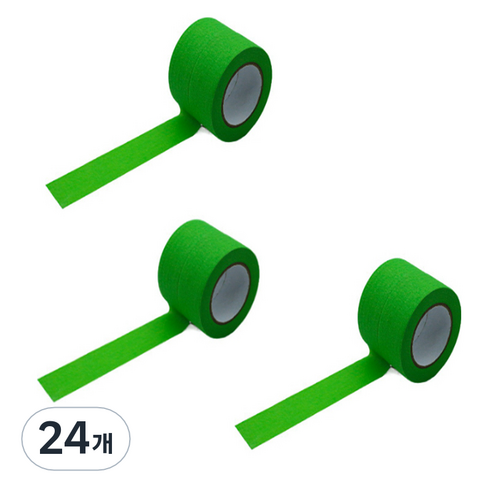 만들하비 컬러 종이 마스킹 테이프 2cm x 13m, 그린, 24개