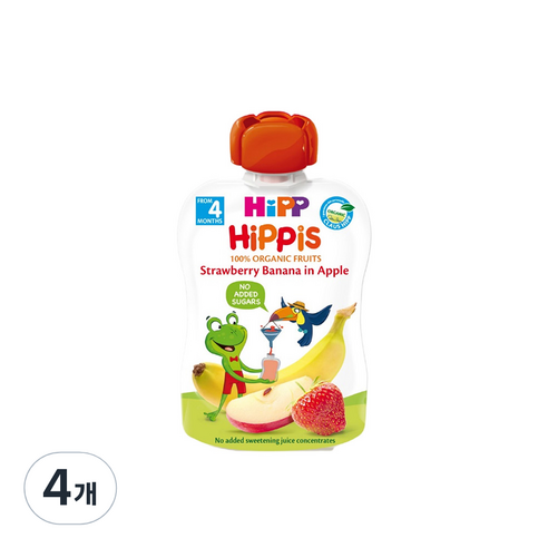 힙 스트로베리바나나 인 애플 이유식, 스트로베리 + 바나나 + 애플 혼합맛, 100g, 4개