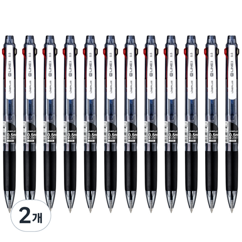라인플러스 M3 3색볼펜 0.5mm 12p, 블랙, 2개