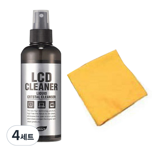 MINT LCD 클리너 + 극세사 융, 200ml, 4세트
