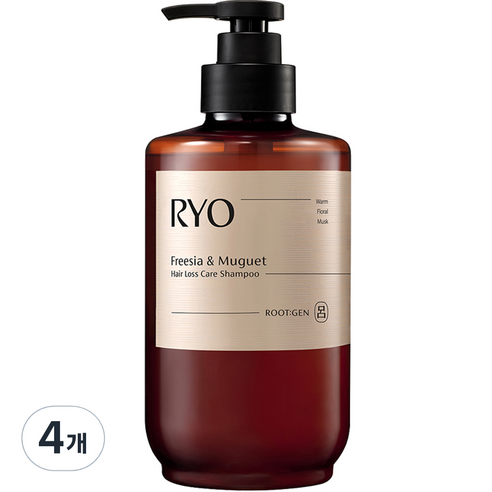 려 루트젠 퍼퓸 탈모증상전문케어 샴푸 프리지아 앤 뮤겟, 4개, 515ml