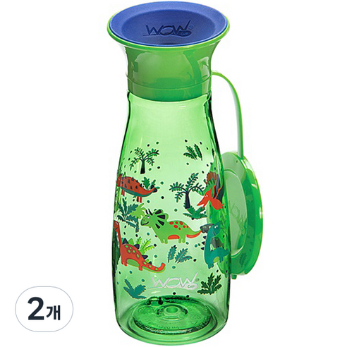 와우컵 트라이탄 팝 350ml, 그린 다이노소어, 2개