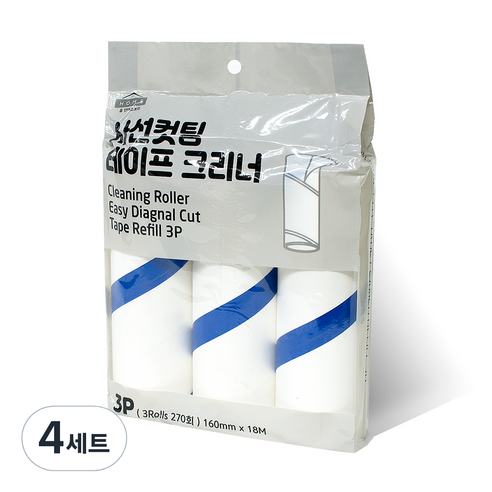 사선컷팅 테이프크리너 리필 3p, 4개, 혼합색상