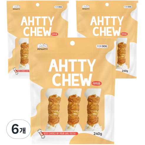 강아지 아띠츄 치킨 우유껌 대형 240g, 치킨 + 우유 혼합맛, 6개
