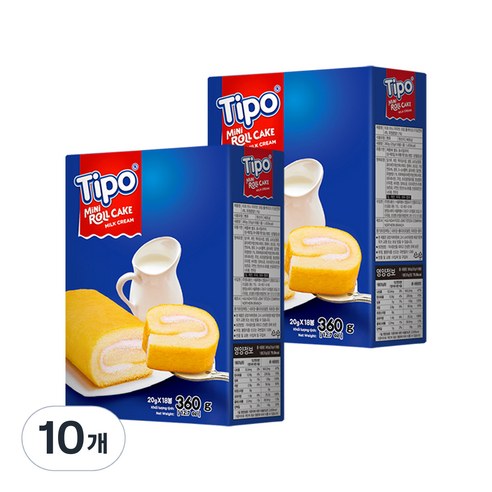 티포 미니 우유맛 크림 롤케이크, 360g, 10개