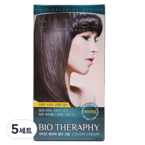 바이오메드 헤어테라피 칼라크림 염모제, 4호 연한갈색, 5세트