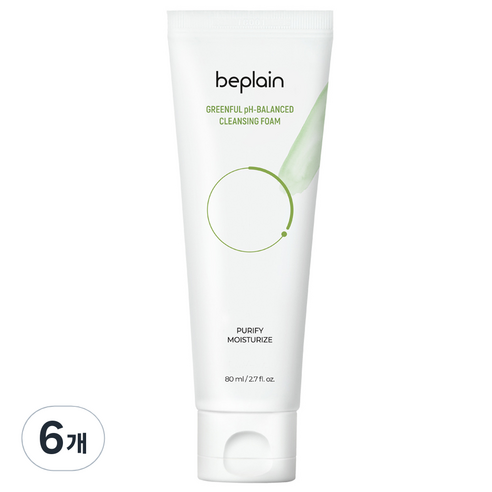 비플레인 녹두 약산성 클렌징폼, 80ml, 6개