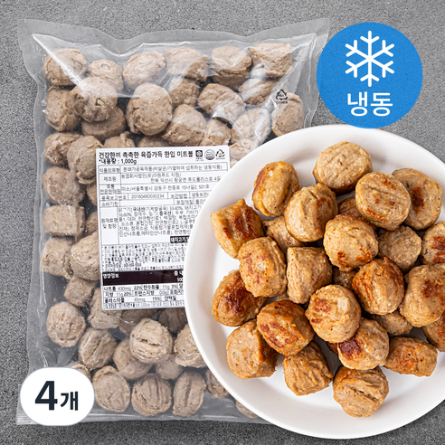 건강한끼 대용량 촉촉한 육즙가득 한입 미트볼 (냉동), 1kg, 4개