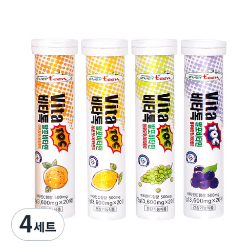 에버틴 비타톡 발포 비타민, 20정, 4세트