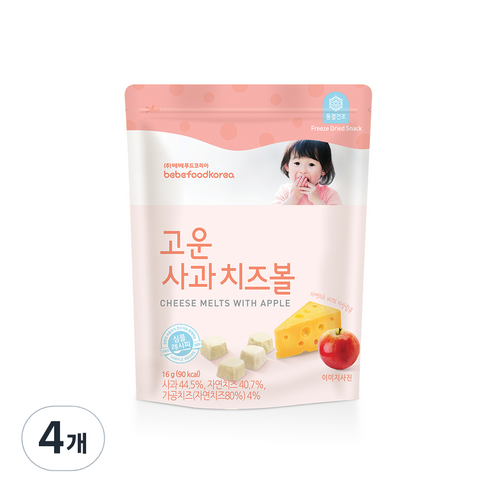 베베푸드 고운 사과치즈볼 16g, 사과치즈, 4개
