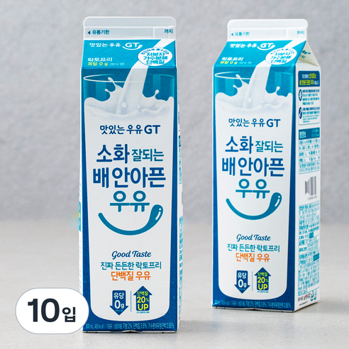 맛있는우유GT 소화 잘되는 배 안아픈 우유, 900ml, 10입