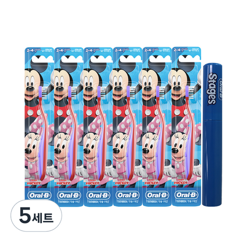 오랄비 스테이지스 2단계 미키미니 어린이칫솔 + 칫솔케이스, 랜덤 발송, 5세트