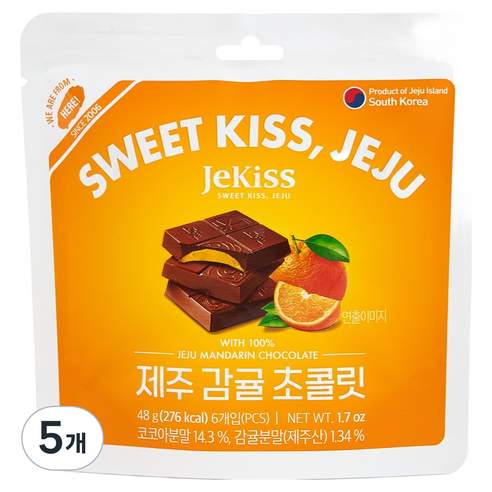 제키스 제주 감귤 초콜릿 6p, 48g, 5개