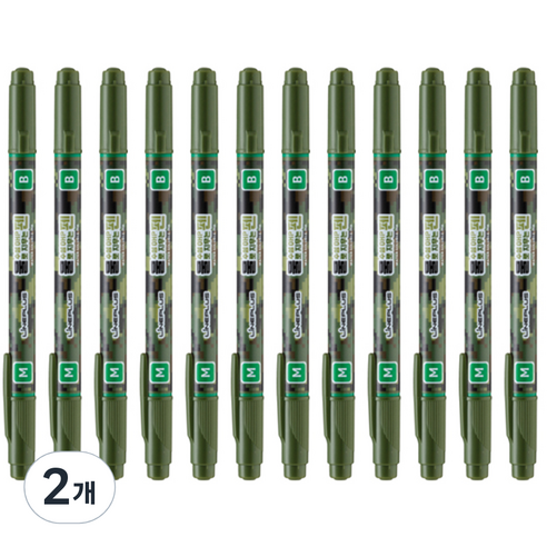 라인플러스 OHP펜 1mm 물펜MF 3.0mm 12p, 녹색, 2개