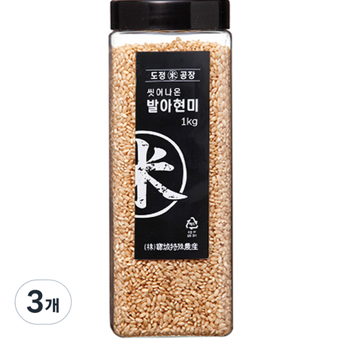 도정공장 씻어나온 발아현미, 1kg, 3개