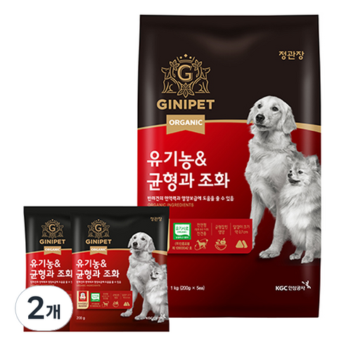 정관장지니펫 전연령 균형과 조화 강아지사료, 닭, 1kg, 2개