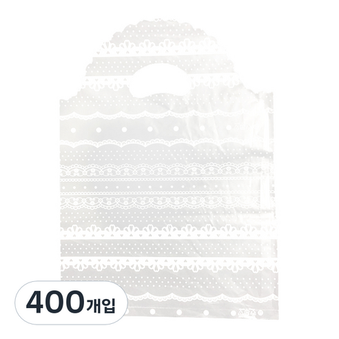 팩스타 손잡이 비닐 포장봉투 가로 25cm x 세로 35cm P25, 투명 레이스, 400개입