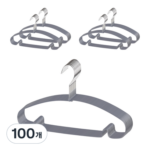 조은리빙 코팅 논슬립 옷걸이, 100개, 그레이