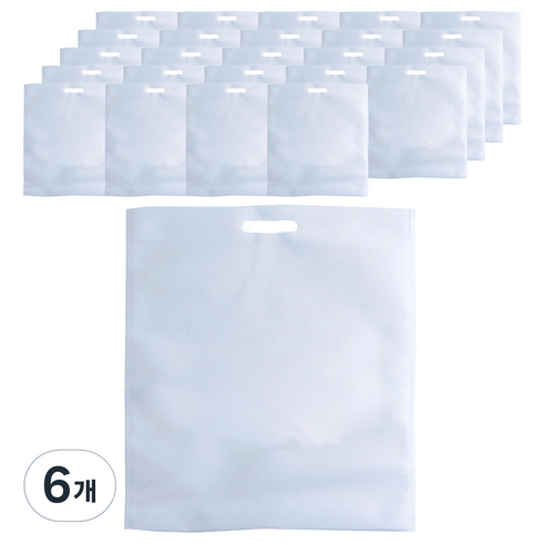 부직포 손잡이봉투 쇼핑백 25 x 30 cm 25p, 화이트, 6개