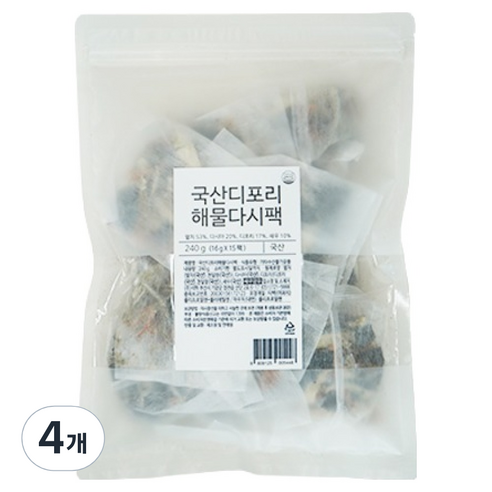 석하이미지 국산 디포리 해물 다시팩, 240g, 4개
