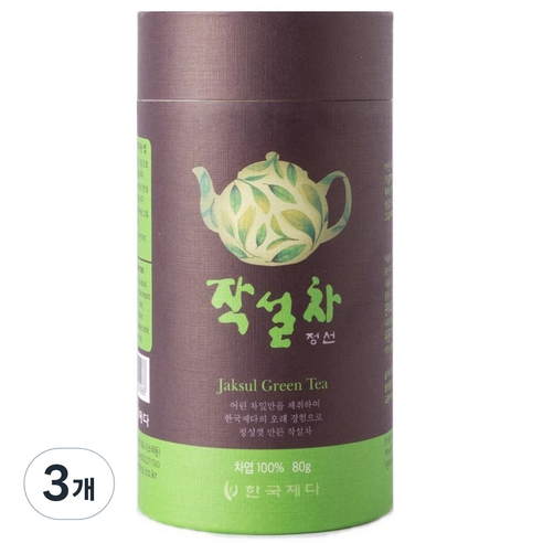 한국제다 작설차 정선 지관, 80g, 3개