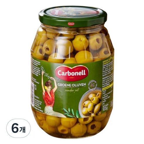 카르보넬 피티드 그린 올리브, 935g, 6개