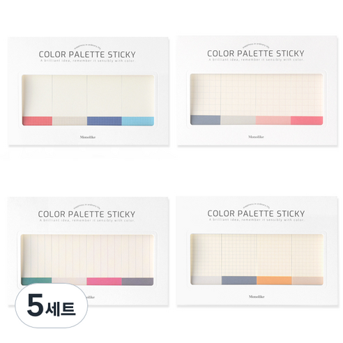 컬러 팔레트 스티키 인덱스 401 + 인덱스 402 + 인덱스 403 + 인덱스 404 포스트잇 세트, 혼합 색상, 5세트
