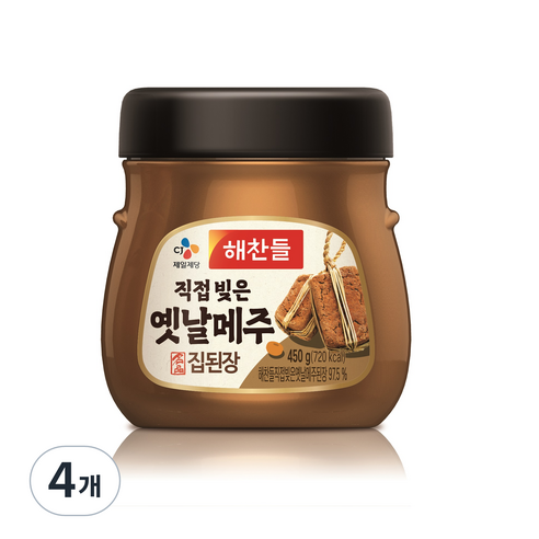 해찬들 100% 옛날 메주 집된장, 450g, 4개