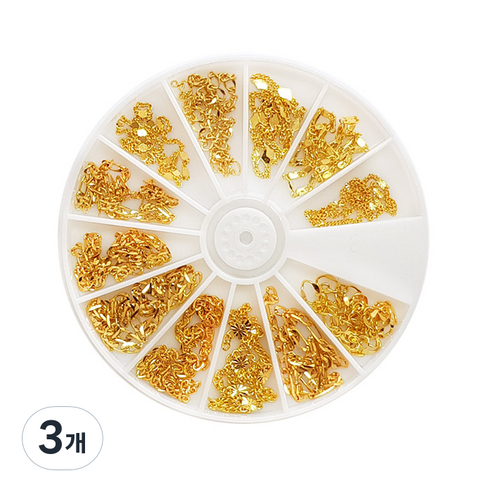 네일체인 파츠 12종 세트, 3개, N 140