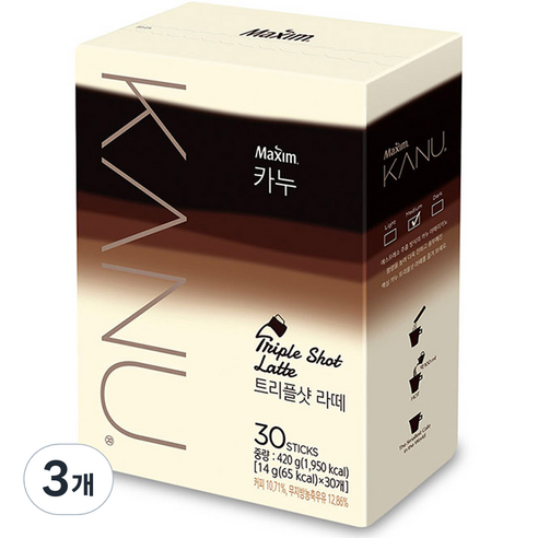 카누 트리플샷 라떼, 14g, 30개입, 3개