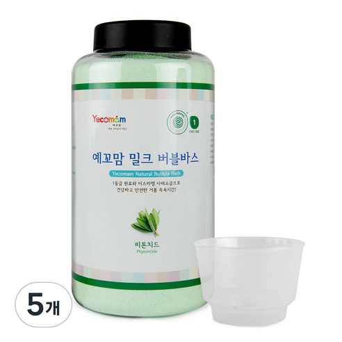 예꼬맘 밀크 버블바스 입욕제 피톤치드향 용기, 850g, 5개