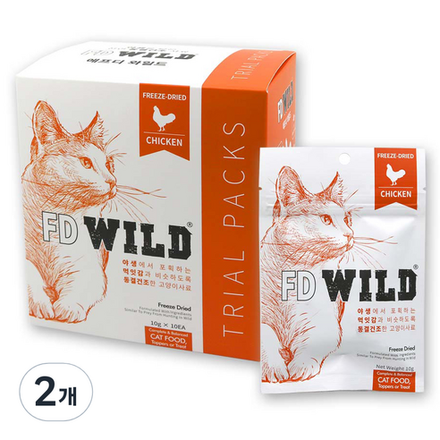 에프디와일드 고양이 키튼용 FD WILD 동결건조 사료 트라이얼팩, 닭, 100g, 2개