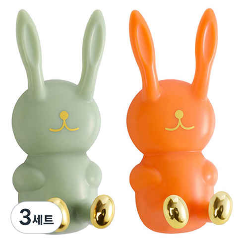 모나코올리브 래빗 다용도 걸이 2종 세트, 민트 + 오렌지, 3세트