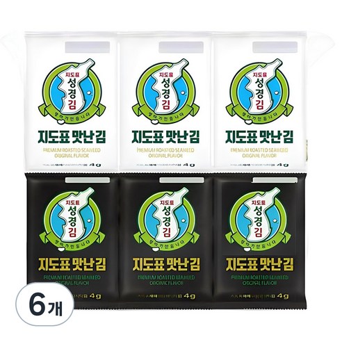 지도표성경 맛난 도시락김 흰색 6p + 검은색 6p 세트, 4g, 72개