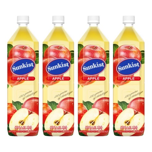 썬키스트 사과주스, 1.5L, 4개