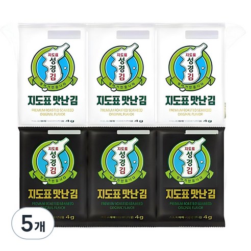 지도표성경 맛난 도시락김 흰색 6p + 검은색 6p 세트, 48g, 5세트