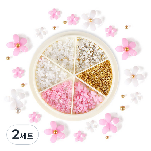 진주꽃 네일 스톤 세트 KN-S2032, 2세트, 혼합색상