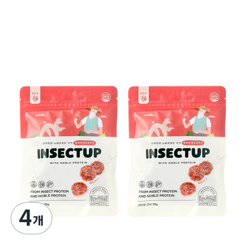 인섹트업 노블프로틴 강아지 간식, 동애등에 앤 칠면조, 70g, 4개