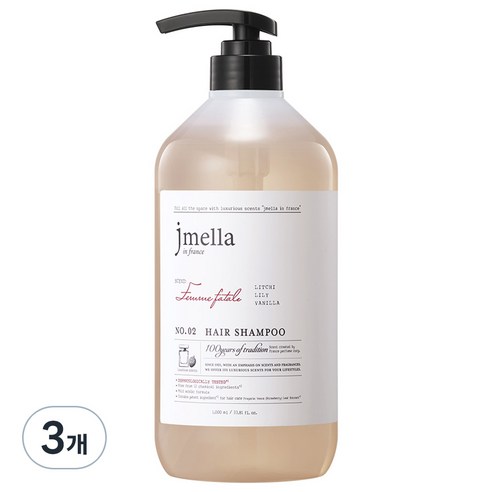 제이멜라 인 프랑스 팜므파탈 헤어 샴푸, 1000ml, 3개