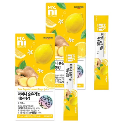 마이니 순유기농 레몬생강 NFC착즙 스틱 14p, 2박스, 210g