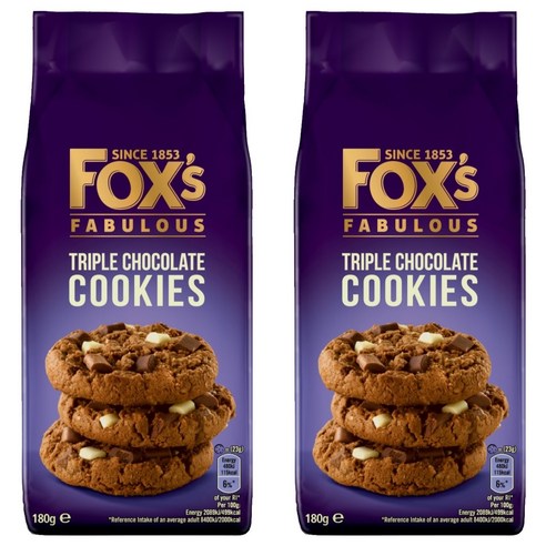 FOXS 트리플 초콜릿맛 쿠키, 180g, 2개