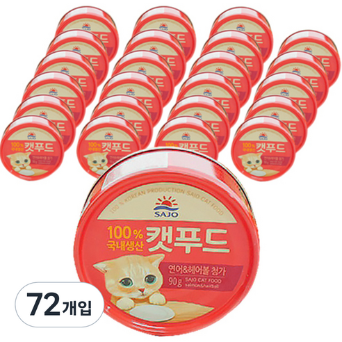 사조로하이캣푸드 간식캔, 연어, 90g, 72개